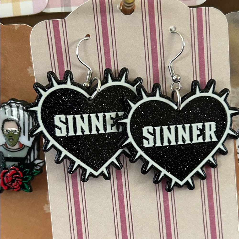 Black Spiked Heart 'Sinner' Earrings